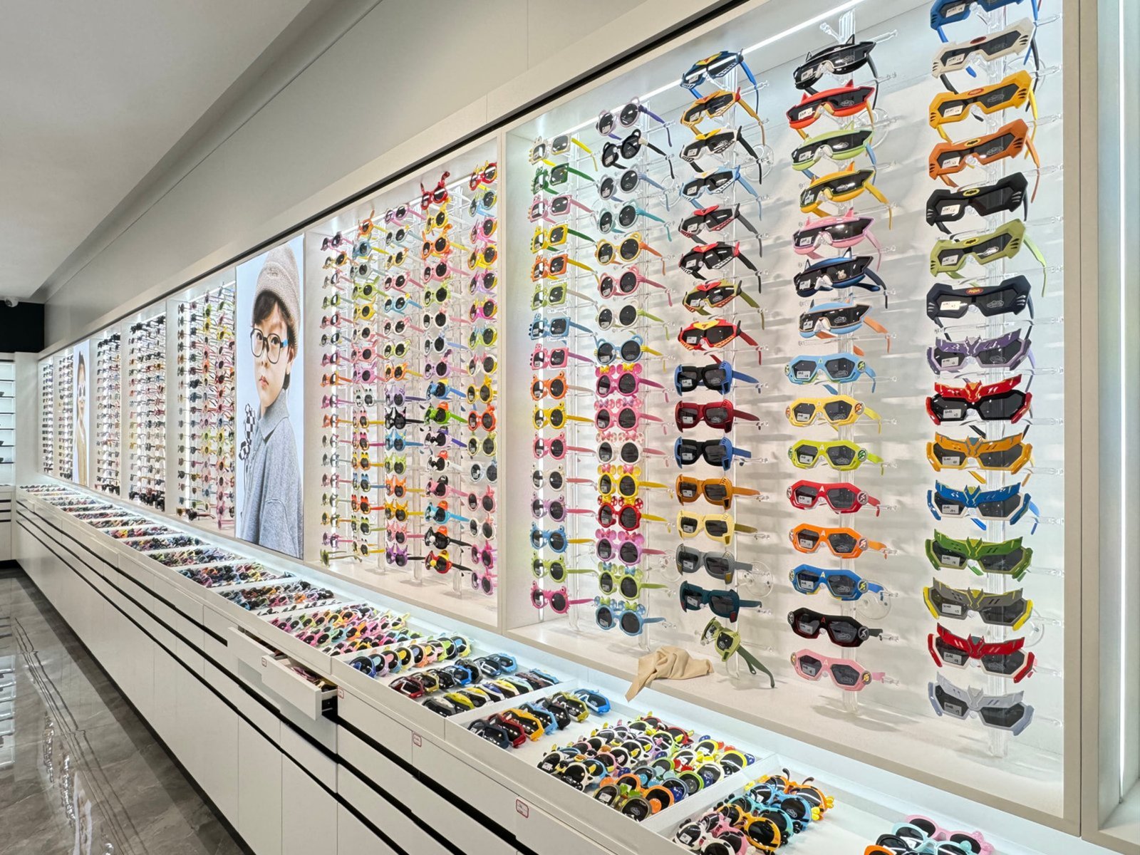 OKAY EYEWEAR sample room showcasing 800+ ready-developed kids eyewear styles