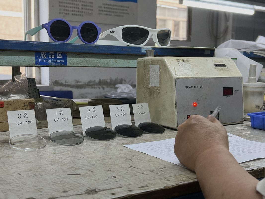 Verifying UV protection quality with lab testing before placing bulk sunglasses orders (ID#4)