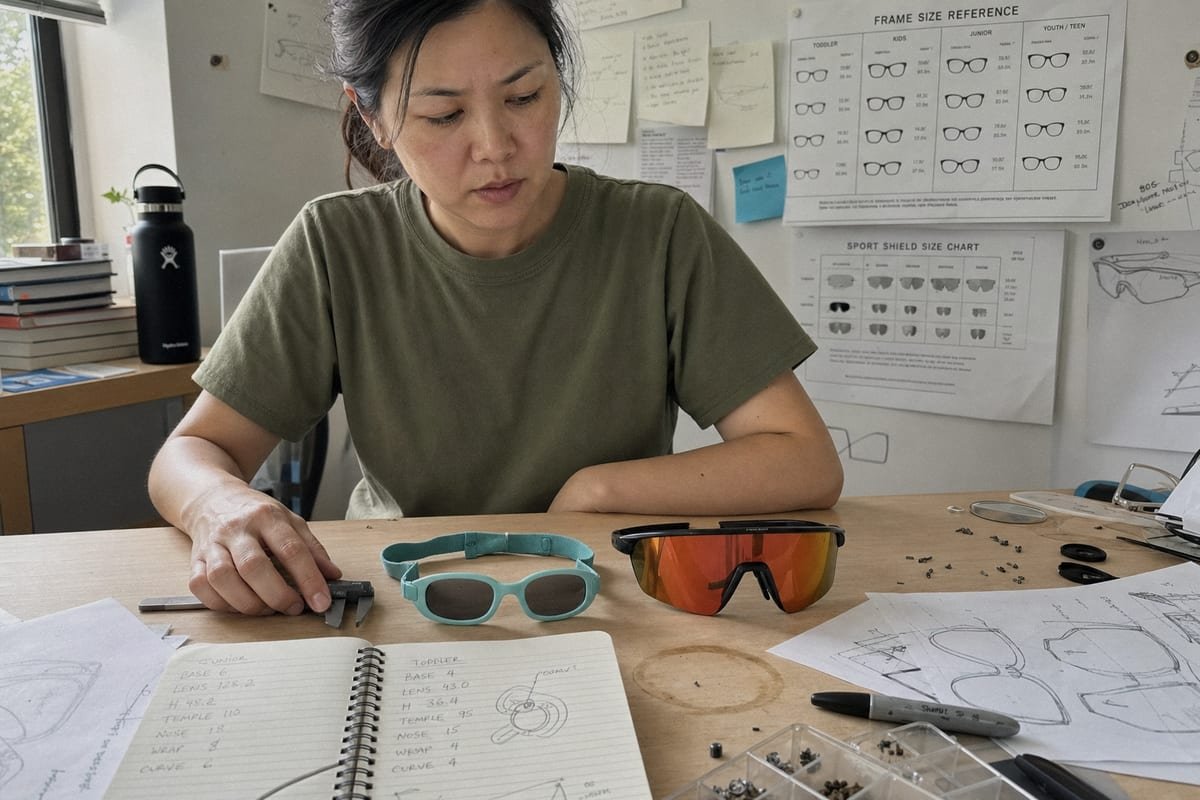 Frame sizes and fit progression from toddler to teen sunglasses (ID#2)