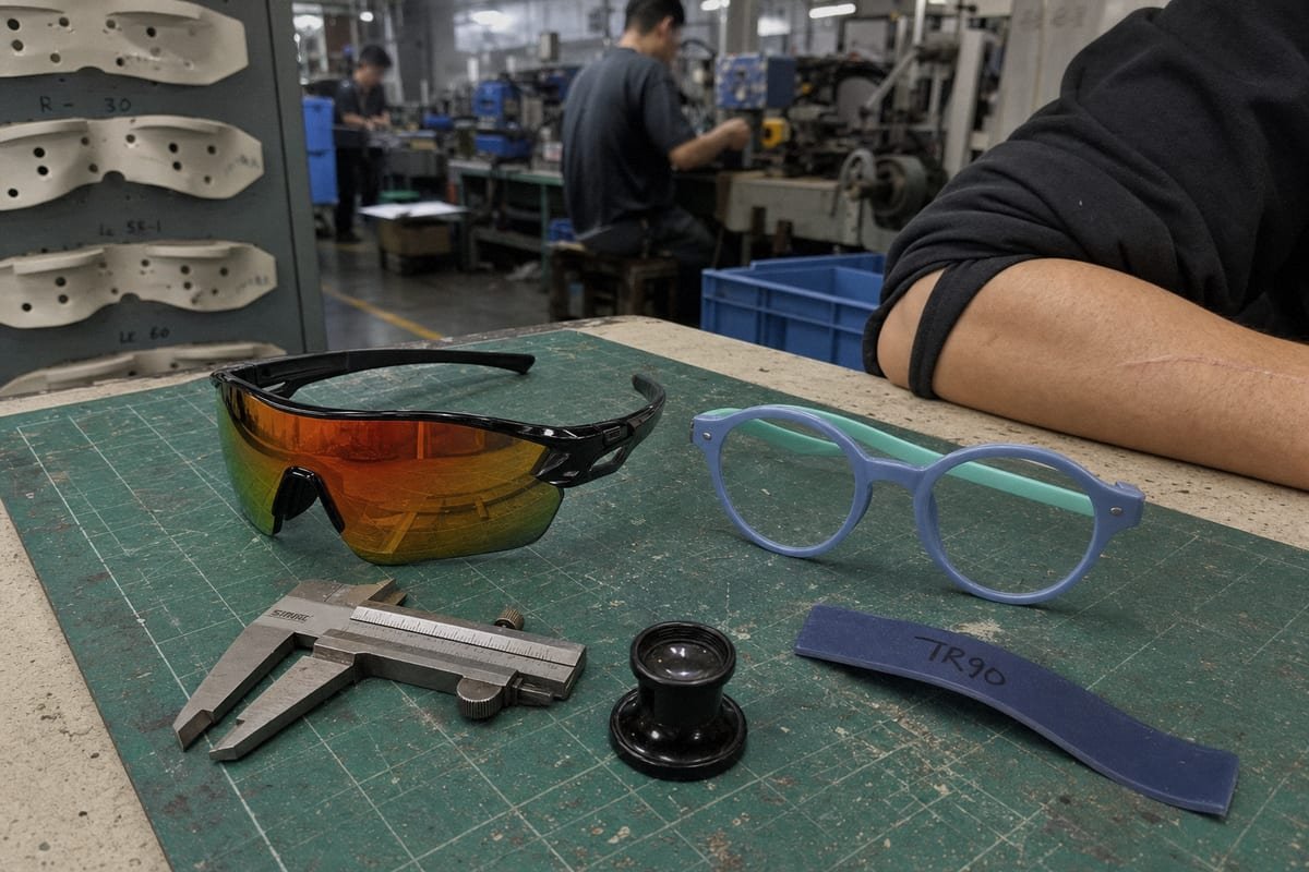 Design and Material Differences Design and material differences between sporty wrap-around and fashion kids sunglasses frames (ID#3)