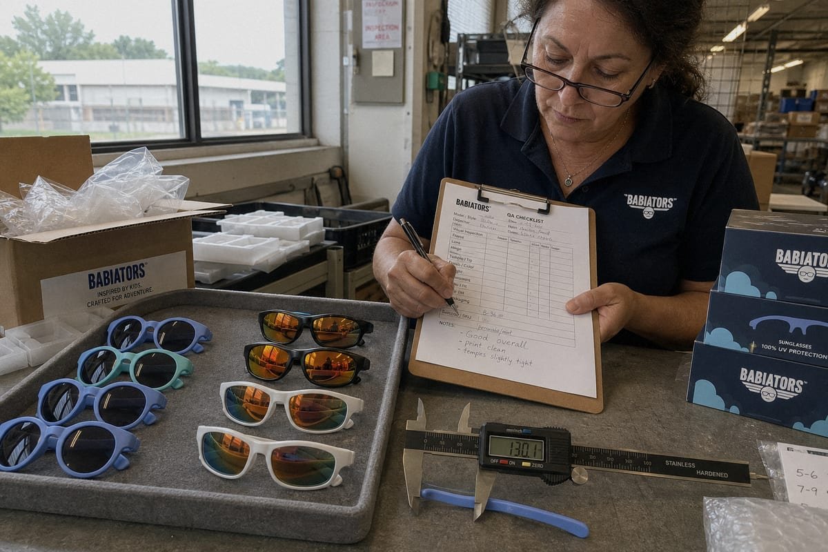 Assessing consistent quality control from lower-cost sunglasses suppliers through process documentation (ID#5)