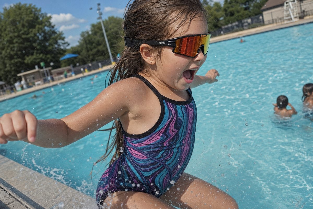 Wraparound kids sunglasses with strap for secure fit while swimming (ID#3)