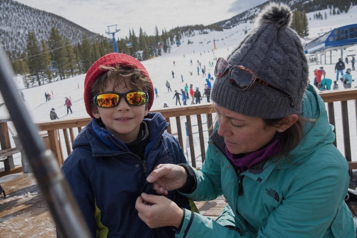 Kids' sunglasses protecting eyes during ski trips and snow adventures (ID#1)