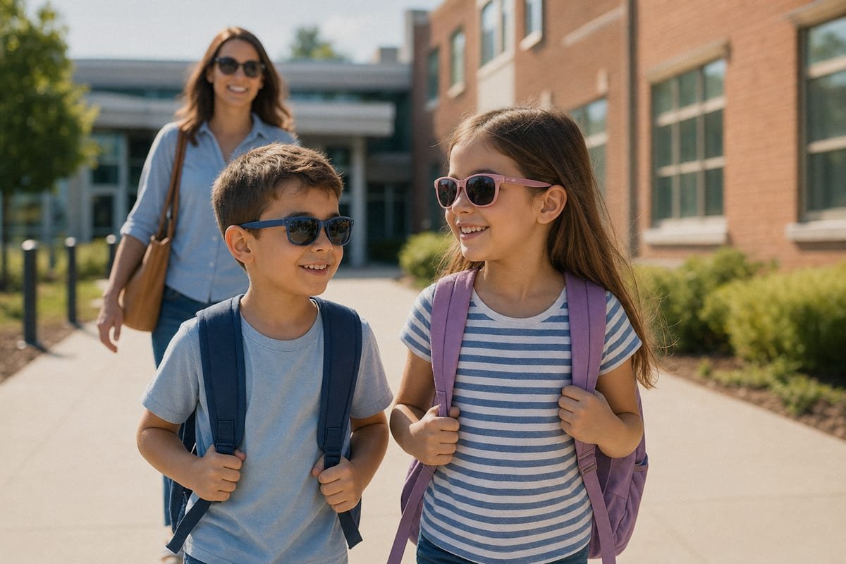 Sunglasses Safety Features Safety features like UV400 lenses and flexible hinges for children's sunglasses (ID#3)