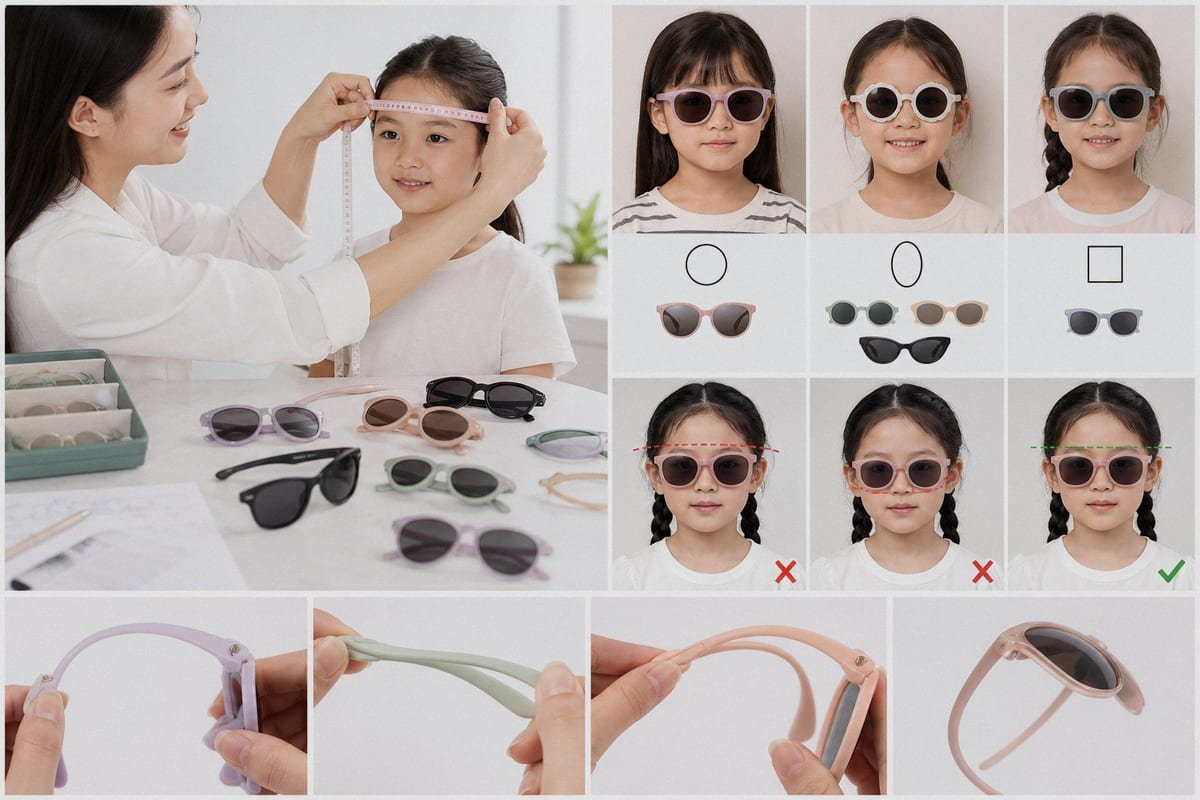 Guide to choosing kids sunglasses frame sizes based on face shape (ID#1)