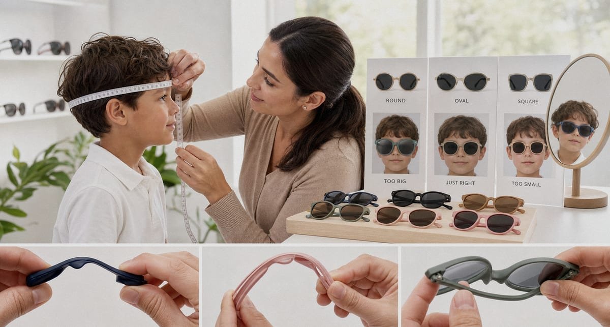Measuring Kids Frames Measuring a child's face width with tape to find sunglasses frame size (ID#2)