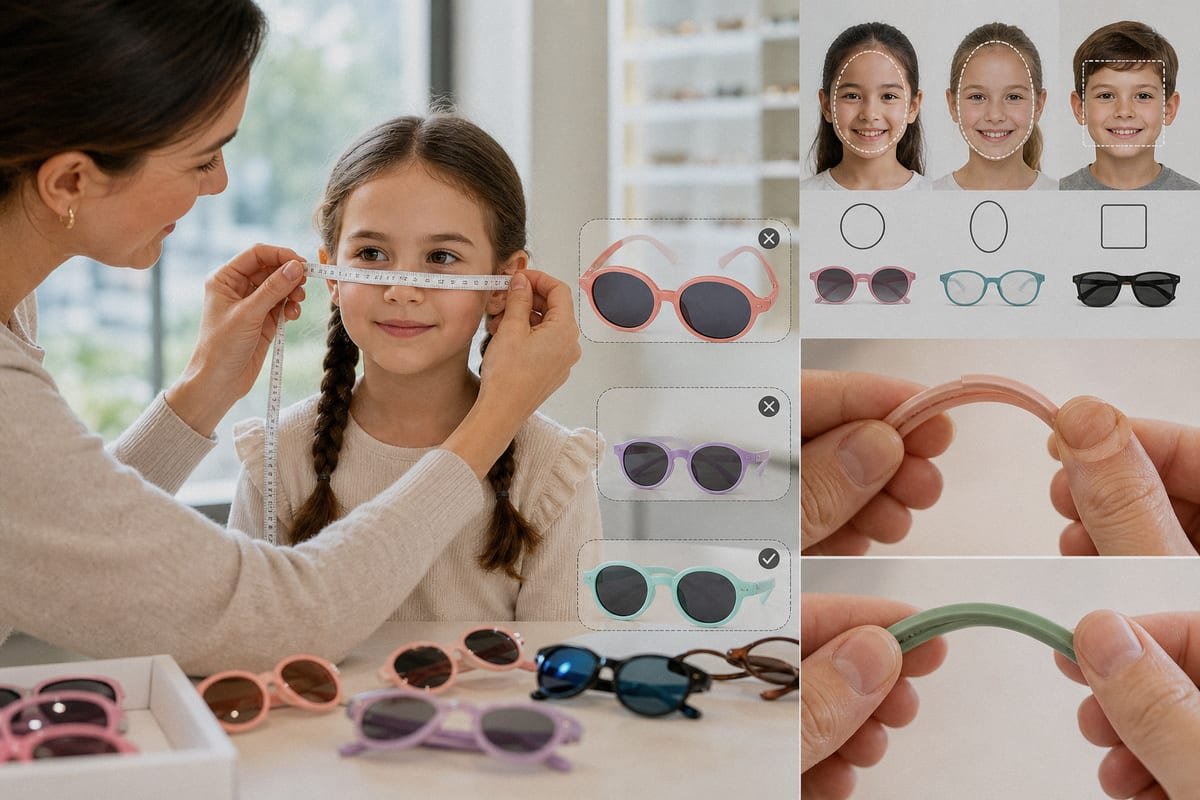 Proper Frame Fit Signs a kids sunglasses frame is too big or too small for proper fit (ID#4)
