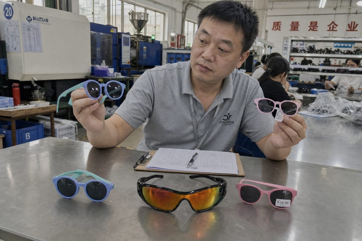 Overview of what causes price differences in kids' sunglasses manufacturing (ID#1)