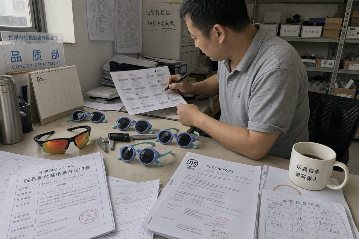 Certification requirements overview for kids' sunglasses sold in Japan (ID#1)