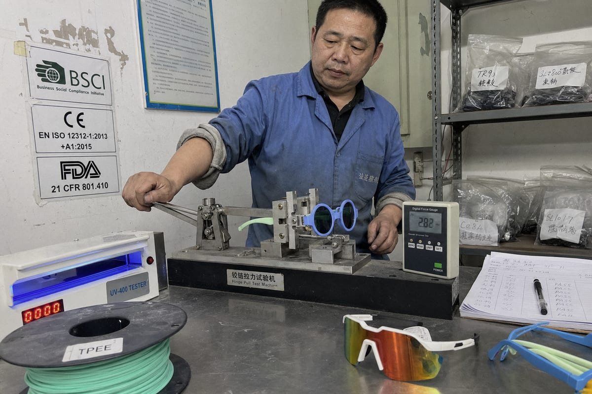 Materials and Safety Testing Material selection and safety testing using TR90, TPEE, UV400, and CPSIA standards (ID#3)