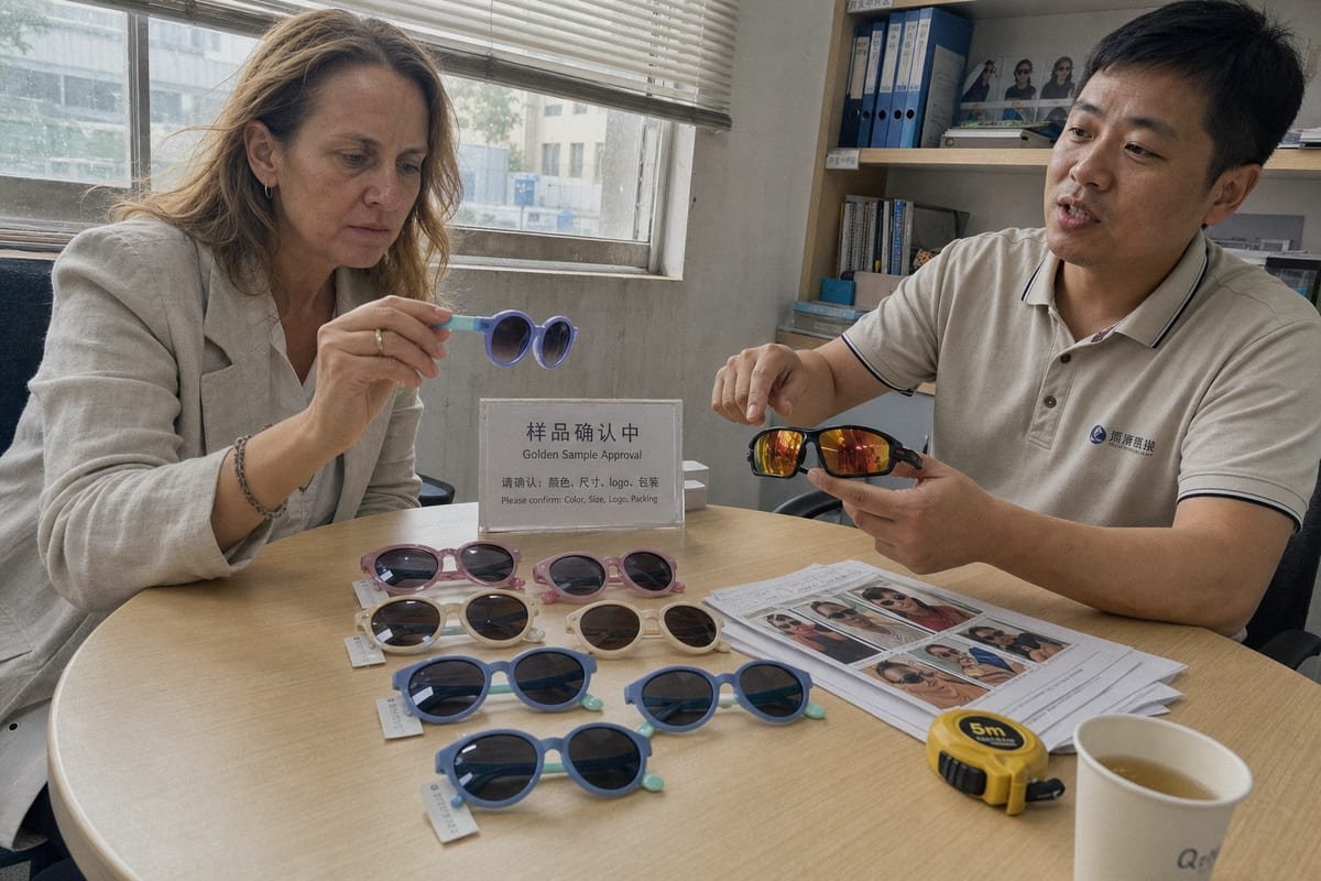 Development Timeline Stages Timeline breakdown for sampling, tooling, and mass production in ODM sunglasses projects (ID#4)