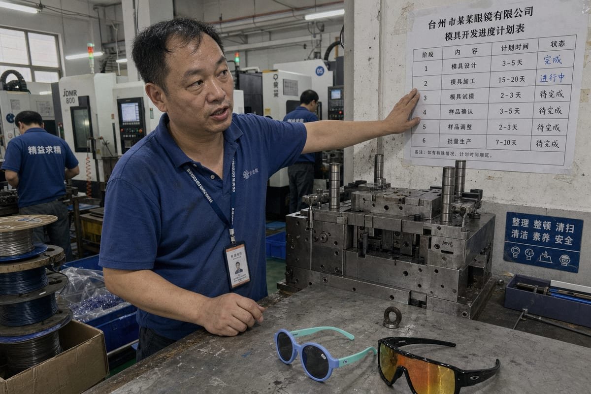Production lead time overview for custom kids sunglasses mold development (ID#1)