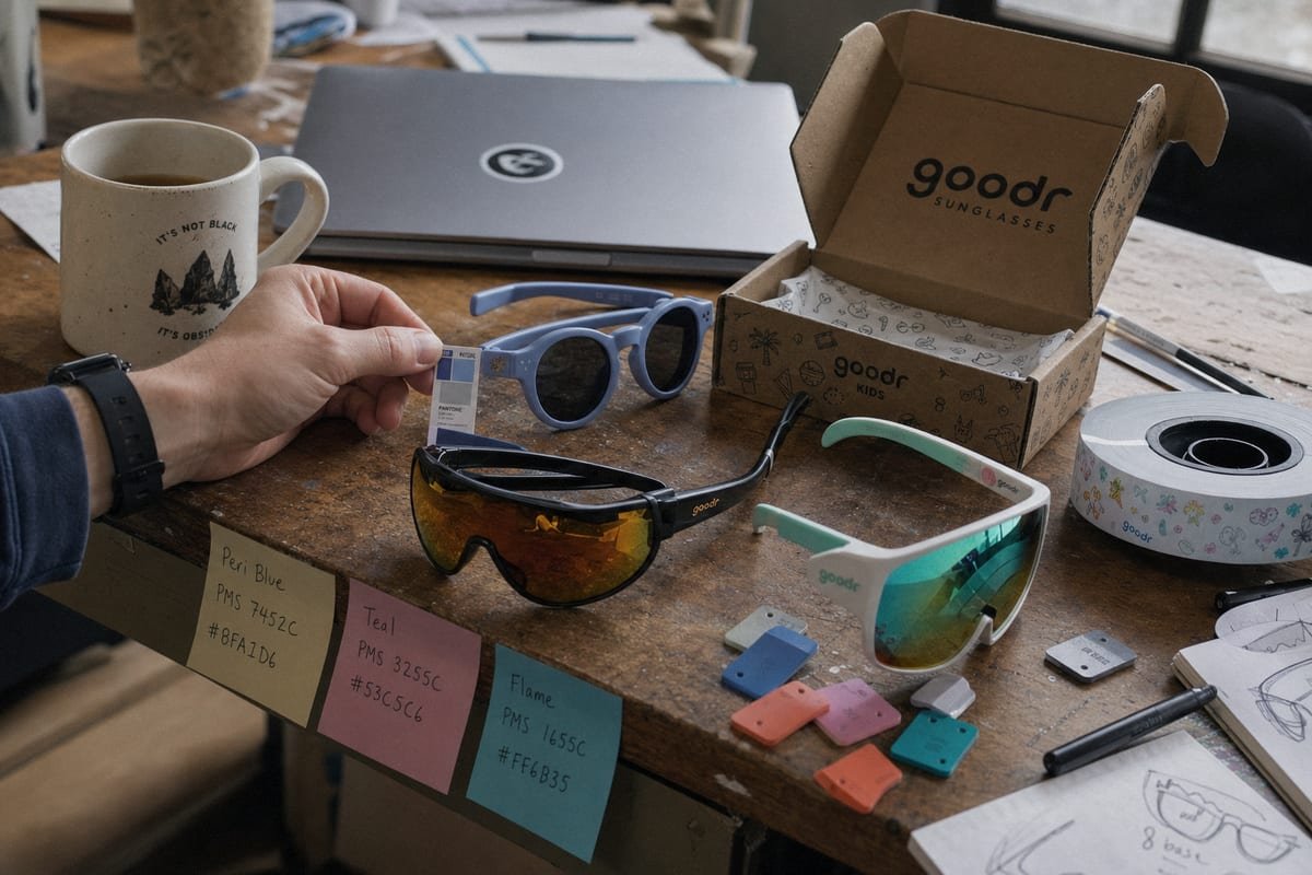 Colores de montura personalizados, tintes de lentes, colocación de logotipos y embalaje de marca para gafas de sol para niños (ID#3)