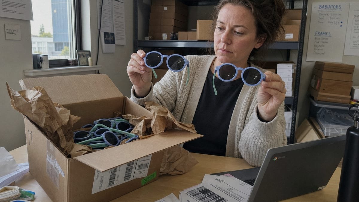 Frame Stress Points Five key stress points to check for frame wear damage in kids' sunglasses (ID#4)