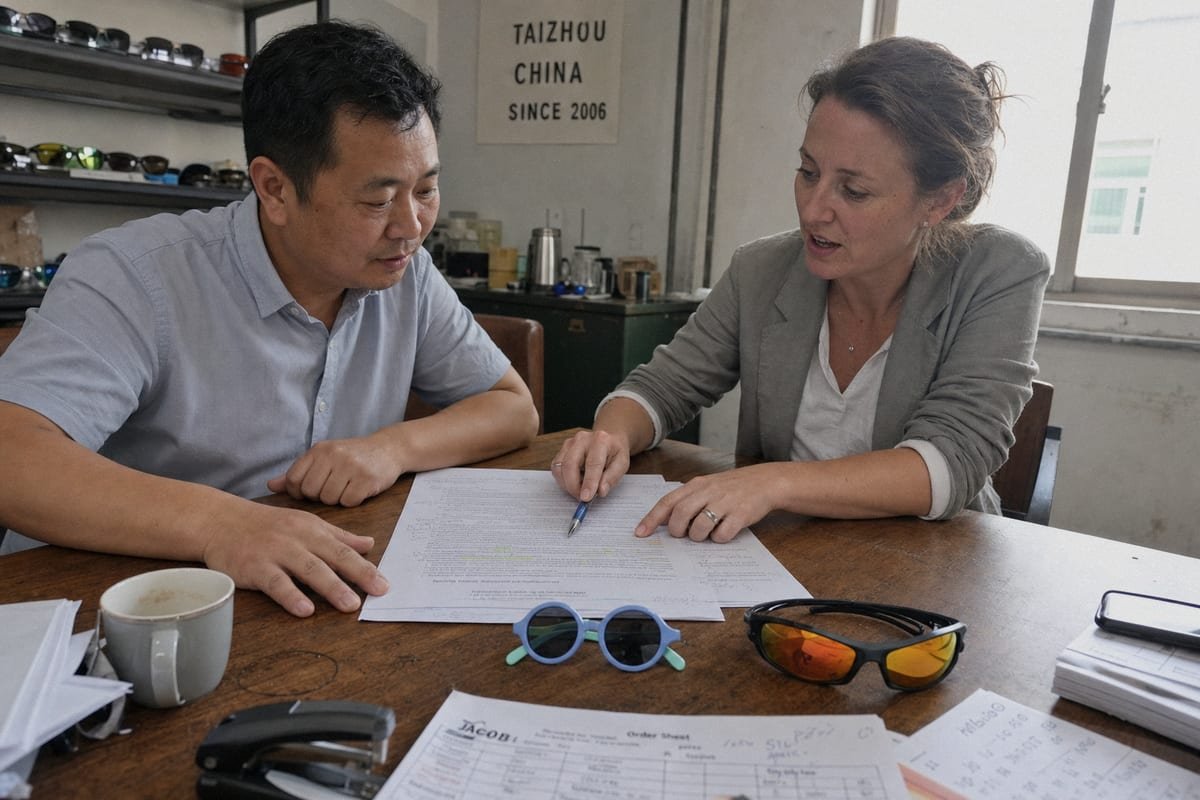 Negotiating after-sales warranty terms for kids' sunglasses with suppliers (ID#1)
