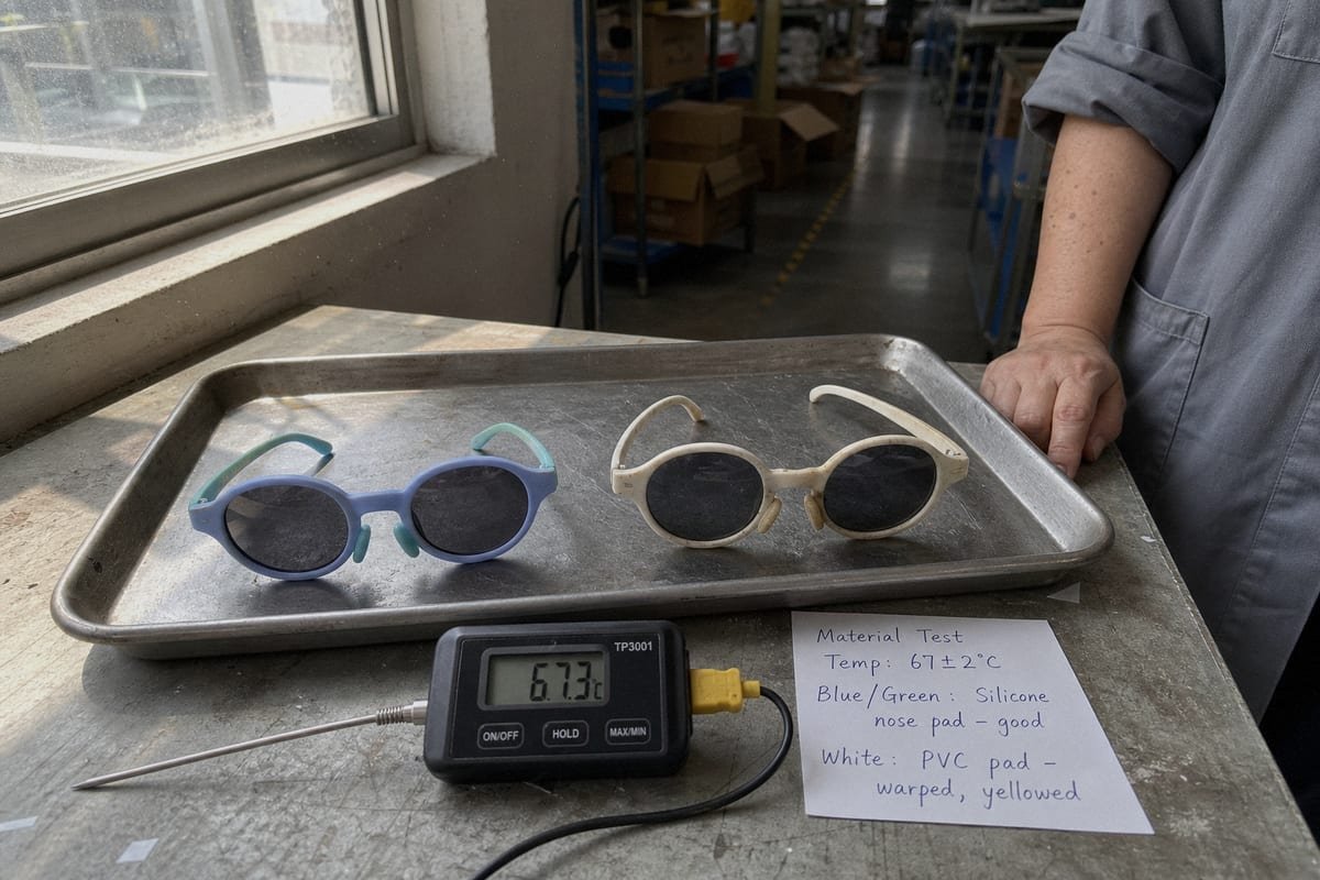 Heat-Resistant Nose Pads Silicone and TPEE nose pad materials that resist heat deformation in hot climates (ID#2)