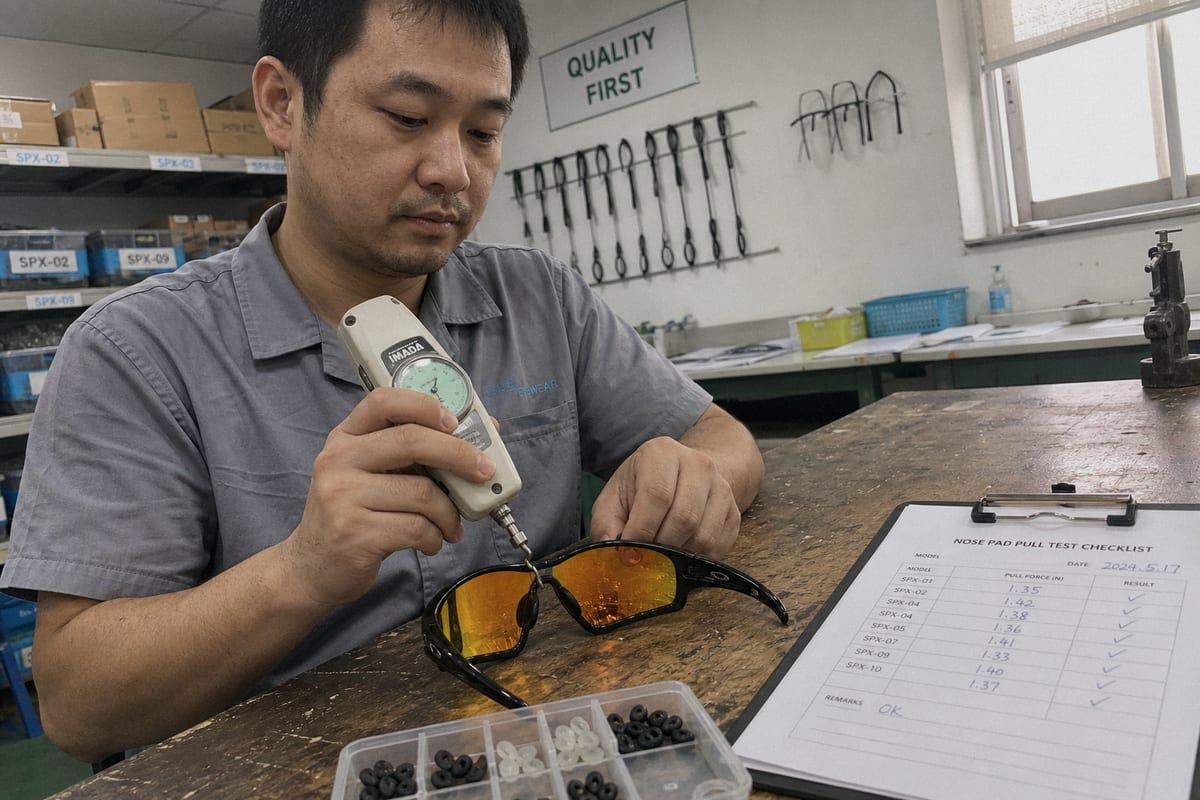 Preventing Nose Pad Failures Supplier quality checks that prevent recurring eyewear nose pad failures (ID#3)