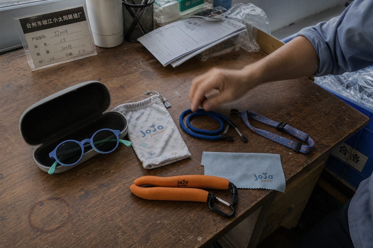 Common accessories bundled with kids' sunglasses for protection and style (ID#1)