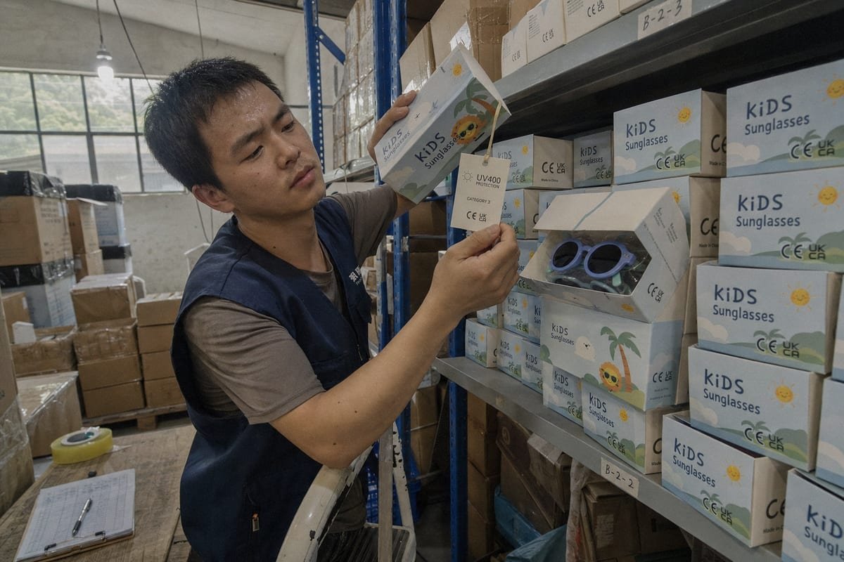 Required warning labels and age grading information on kids' eyewear packaging (ID#4)