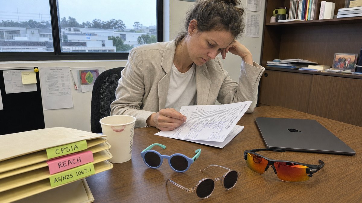 Global environmental standards checklist including CPSIA, REACH, FDA, and AS/NZS for kids' sunglasses (ID#2)