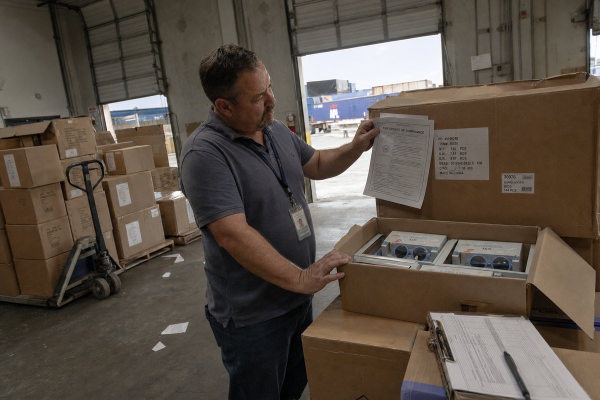 Manufacturer compliance verification process using lab reports, audits, and pre-shipment sample testing (ID#4)