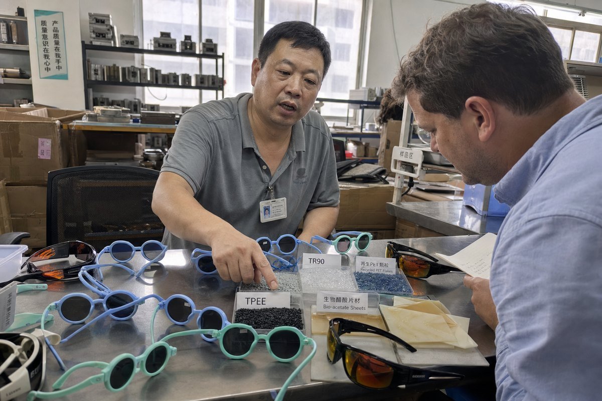 Recyclable materials used in kids' sunglasses frames explained (ID#1)