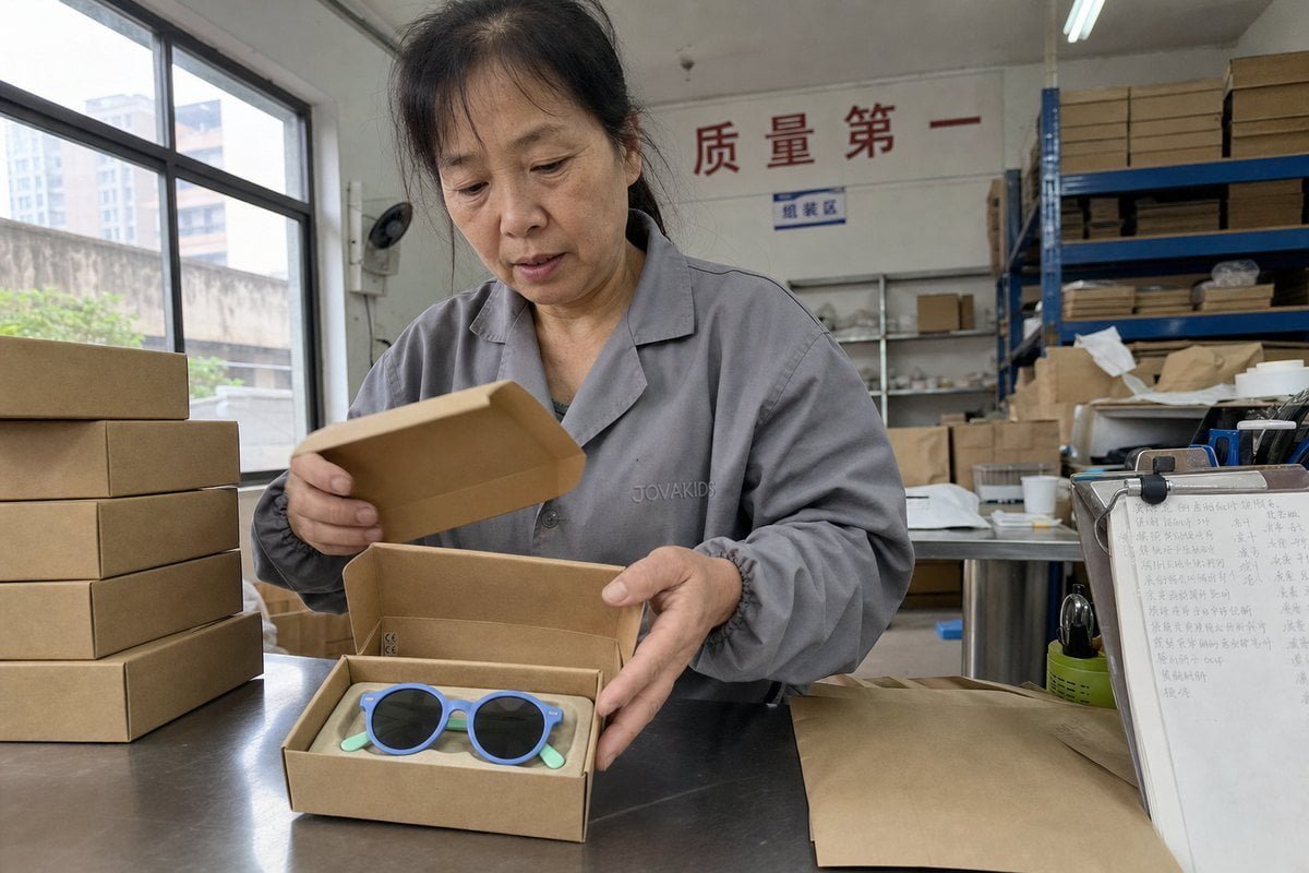 Environmental standards required for kids' sunglasses packaging materials (ID#1)