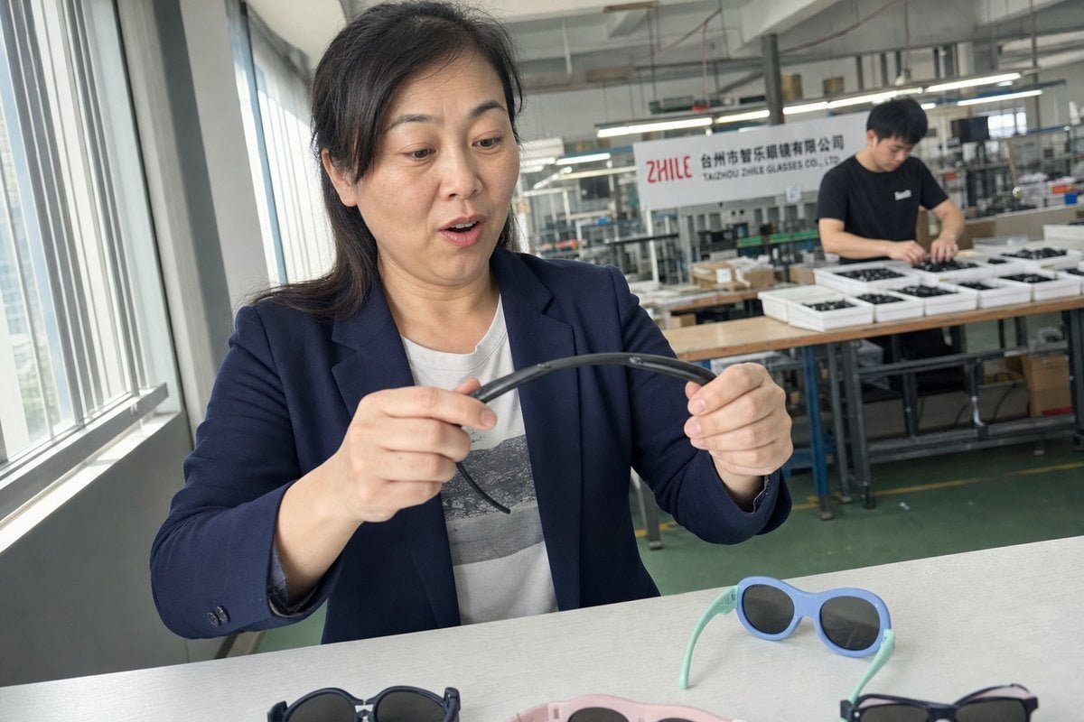 Material Quality Standards Chinese OEM kids sunglasses using TPEE, TR90, and BPA-free materials for safety (ID#2)