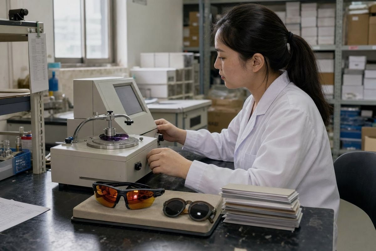 Verifying Manufacturer Compliance Verifying VLT and safety compliance when choosing a sunglasses manufacturer (ID#5)
