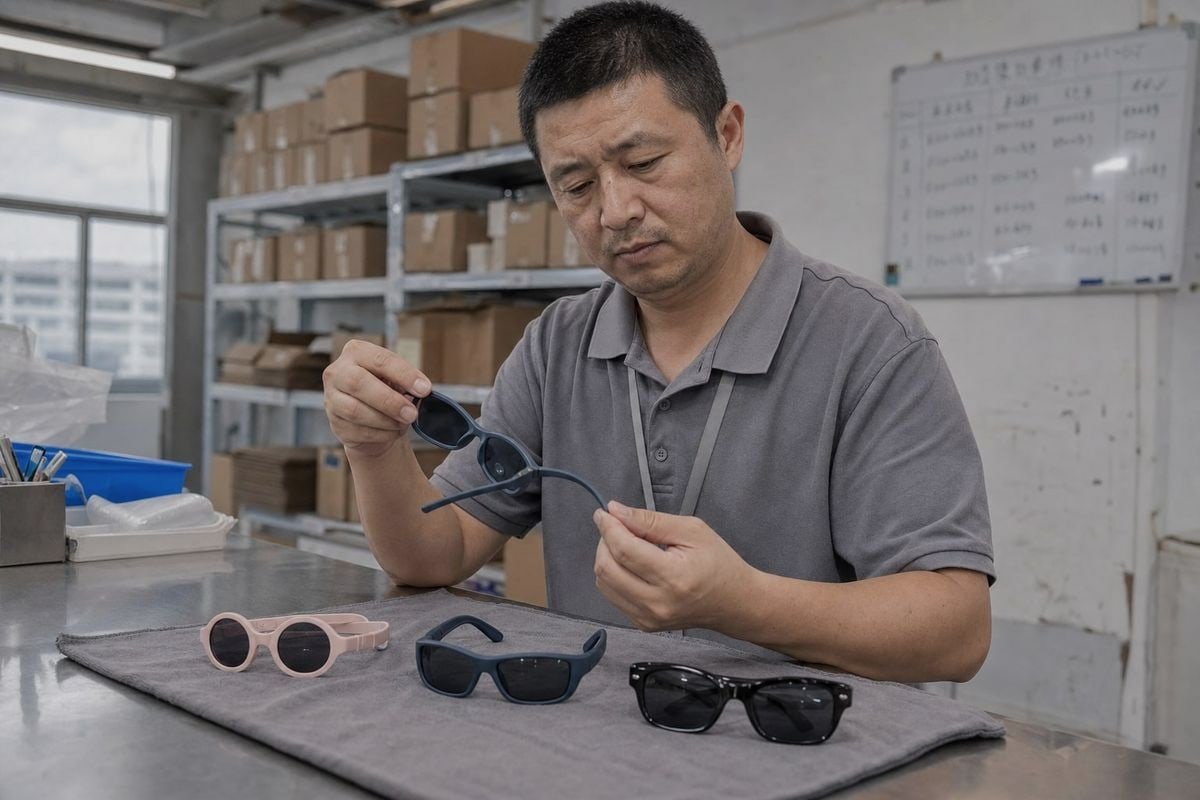Comparison of TR90, PC, and silicone kids sunglasses frame materials (ID#1)