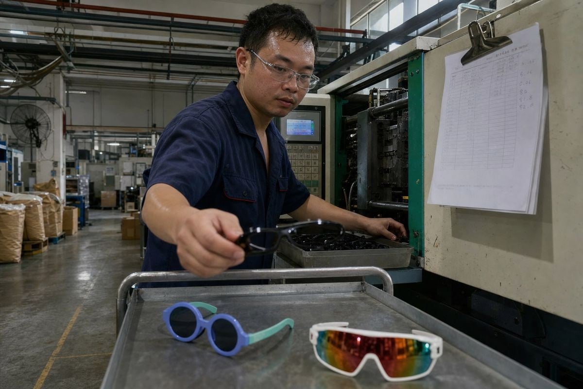 Factory MOQ tiers for stock, logo printing, and private-label kids' sunglasses orders (ID#2)