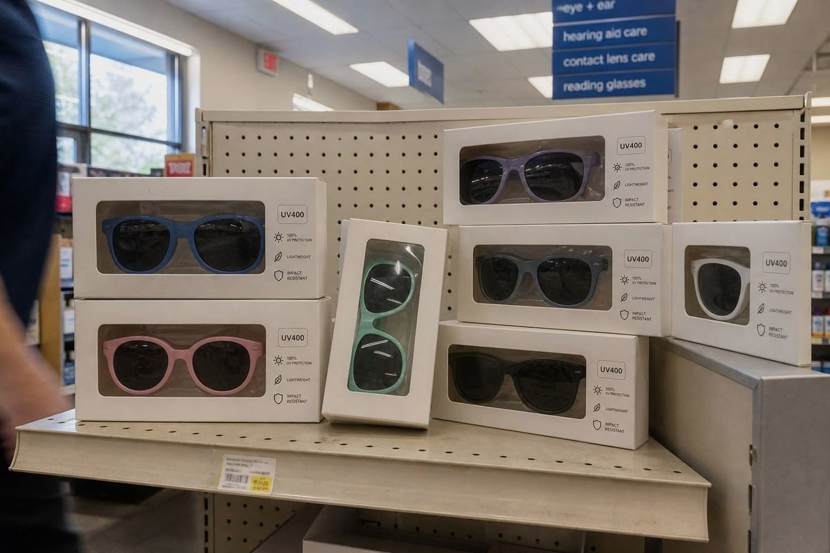 Age Sizing Guidance Age-appropriate sizing guidance printed clearly on kids' sunglasses packaging front (ID#5)