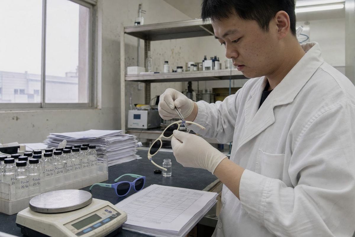 Non-Toxic Coating Verification Third-party lab testing verifying non-toxic paint on children's sunglasses coatings (ID#3)