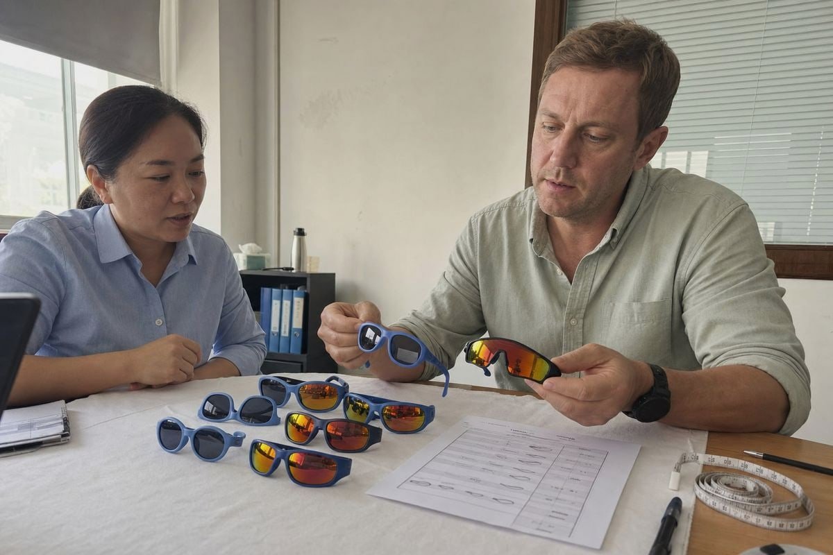 Sourcing Fit Assurance Ensuring correct sunglasses fit when sourcing samples from a manufacturer (ID#5)