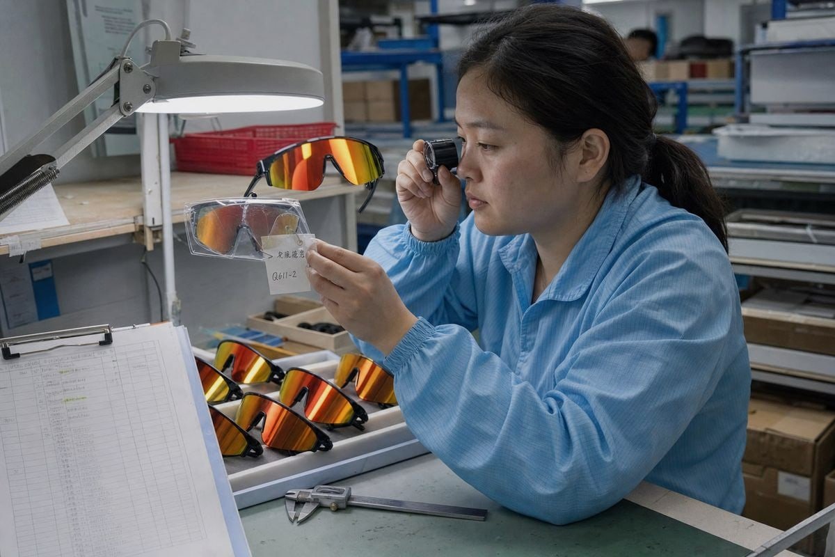 Quality verification methods including AQL sampling and compliance documentation for sunglasses batches (ID#3)