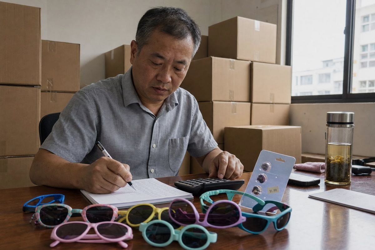Reverse-calculating landed cost for $1.99 kids sunglasses retail pricing (ID#1)