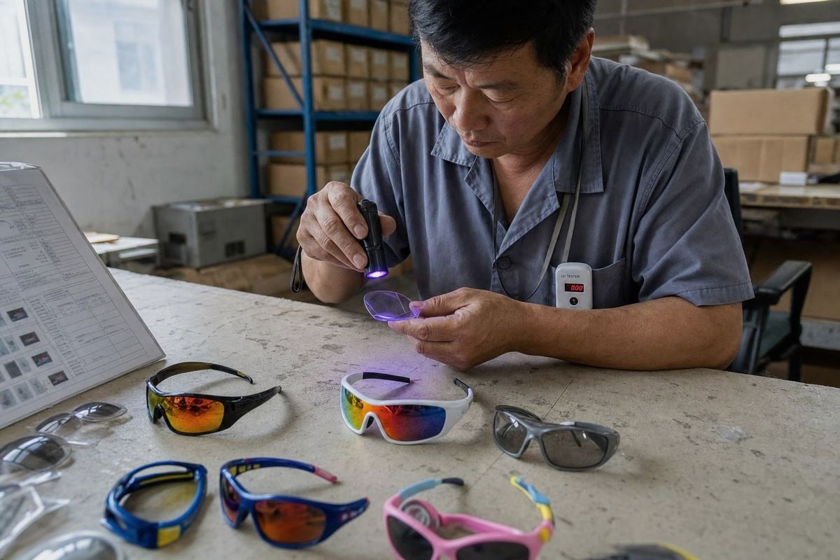 Reducing lens features like polarization while maintaining UV400 and impact resistance standards (ID#3)