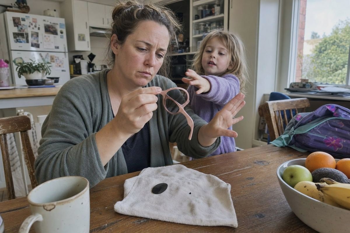 Guide showing what to do if a lens falls out of kids' sunglasses (ID#1)
