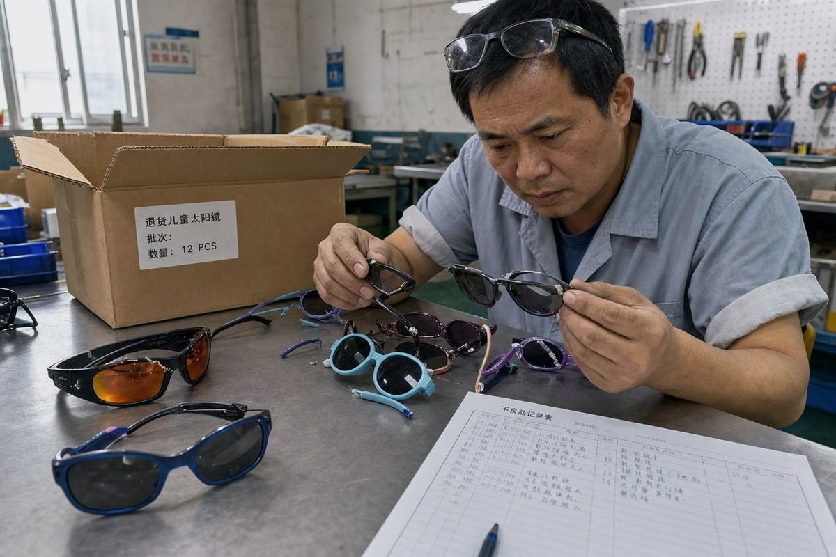 Temple Breakage Causes Common causes of kids' sunglasses temples breaking during active play (ID#2)