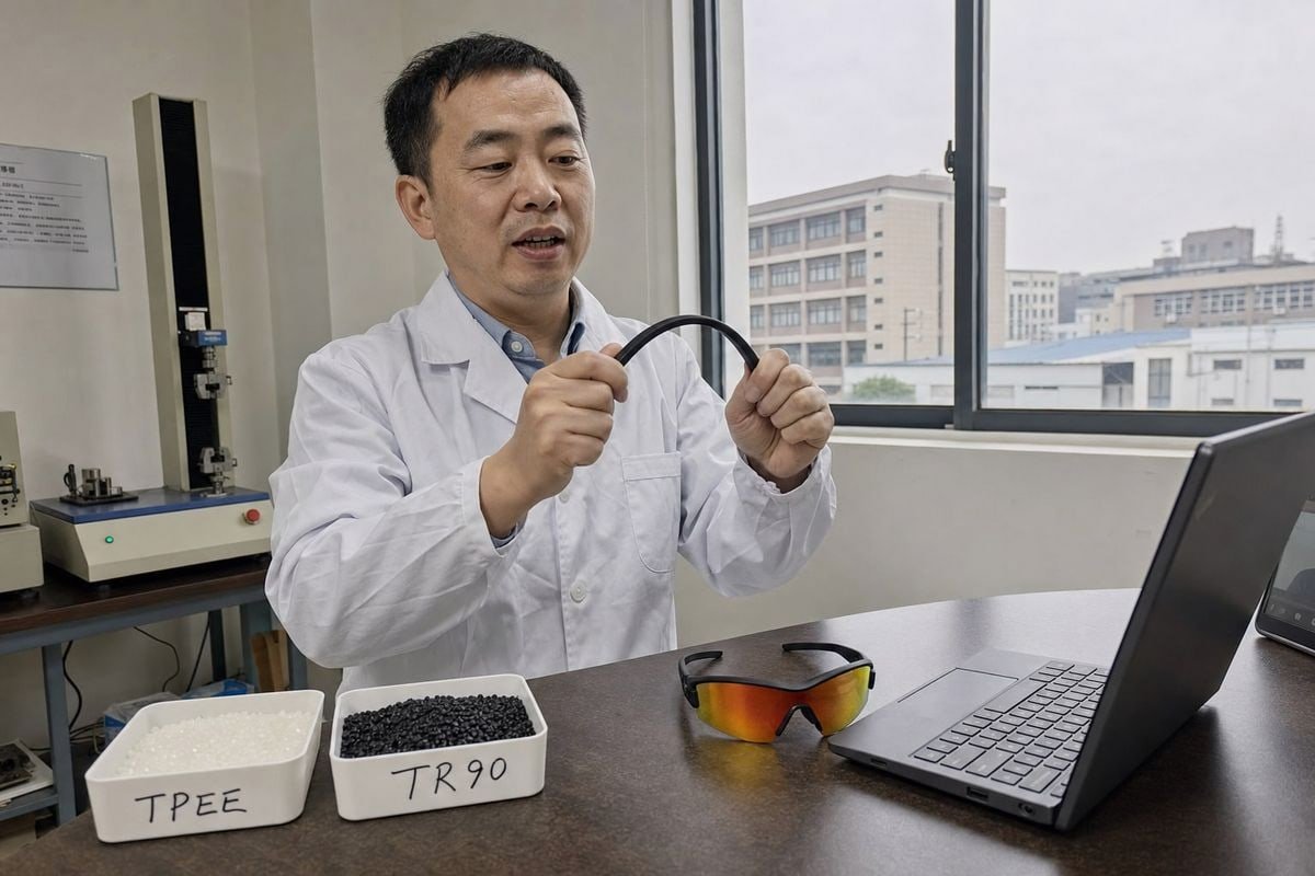 Flexible TPEE and TR90 frame materials with shatterproof lenses for car safety (ID#3)