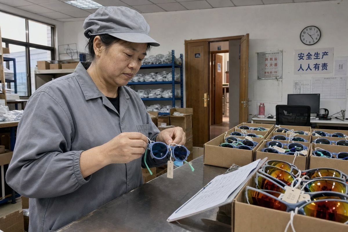 Factory-attached price tags on kids' sunglasses reduce labor costs and processing time (ID#1)