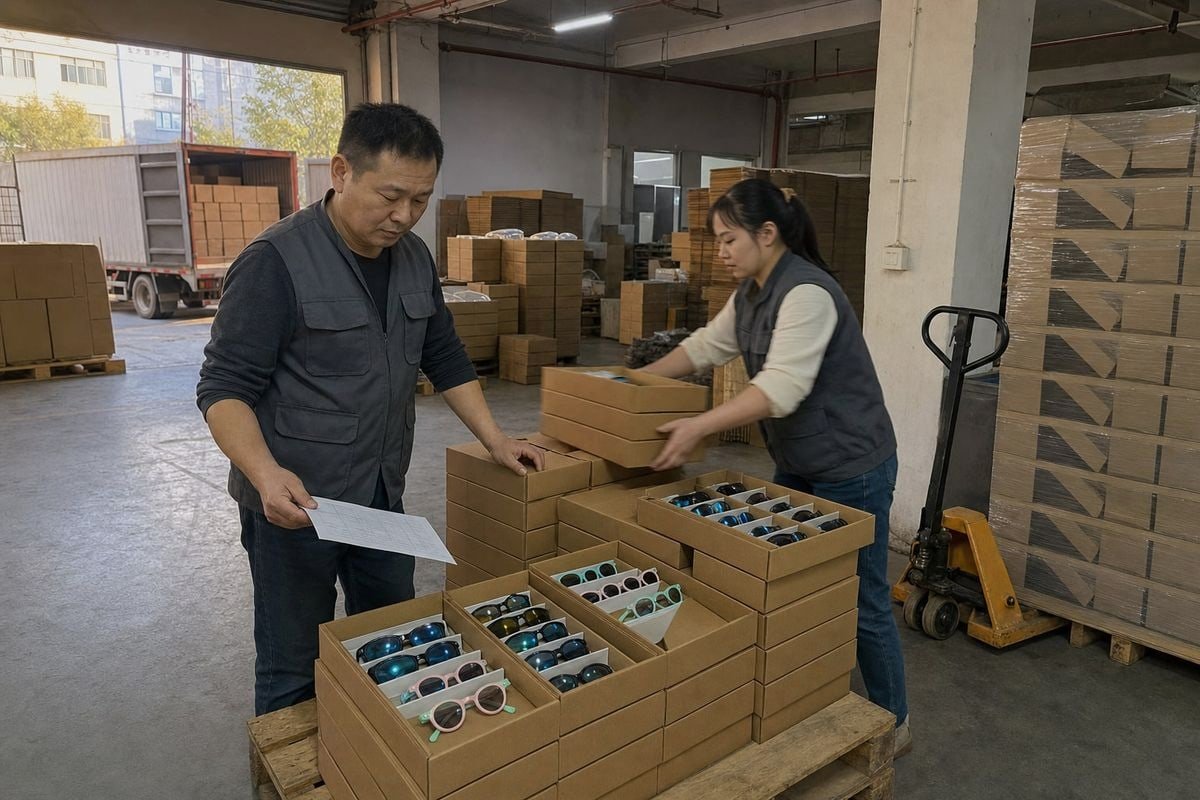 Protective corrugated cartons and inserts keeping kids' sunglasses safe during shipping (ID#4)
