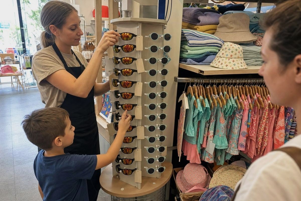 Custom branded display design with child-safe edges for eyewear stores (ID#5)