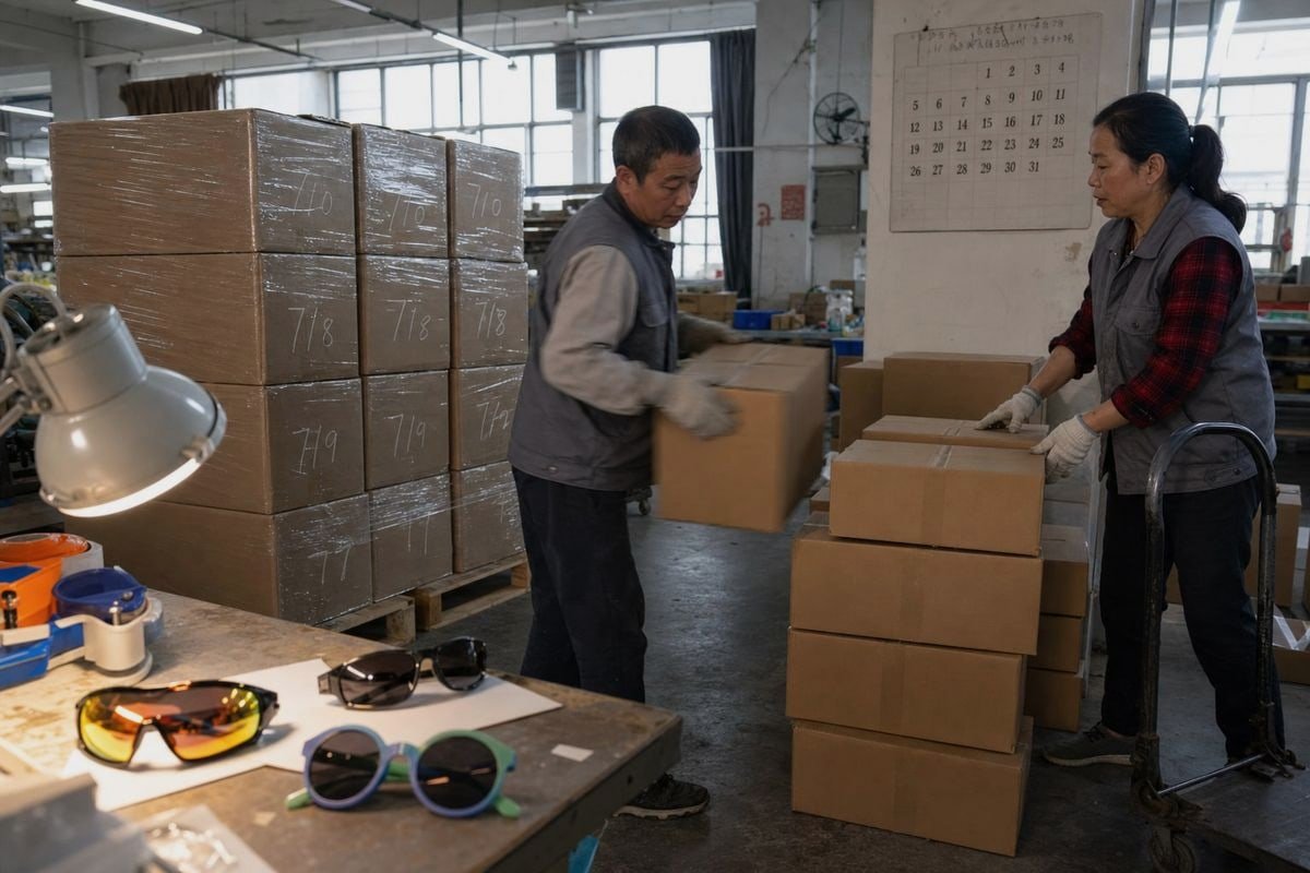 Split shipment scheduling strategy for kids' sunglasses before a promotion launch (ID#1)