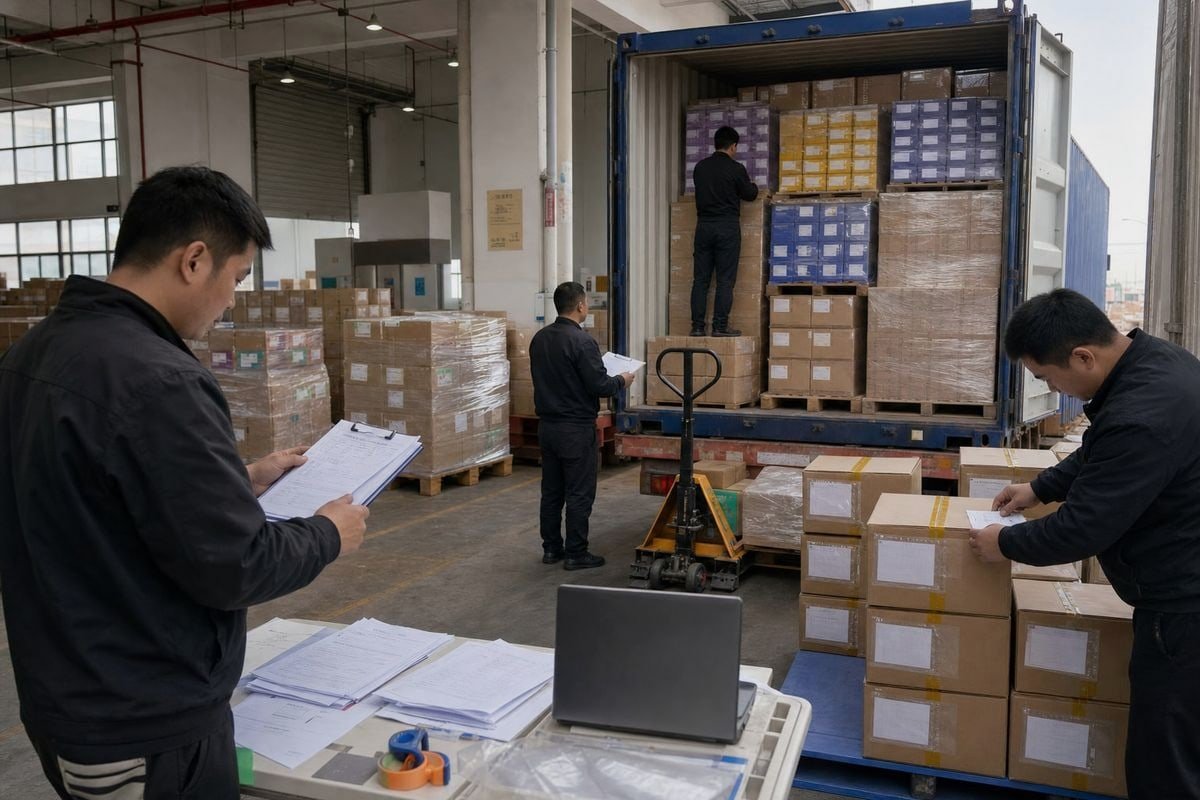 Dedicated labeled cartons and dividers combine multiple customer orders in one container (ID#2)
