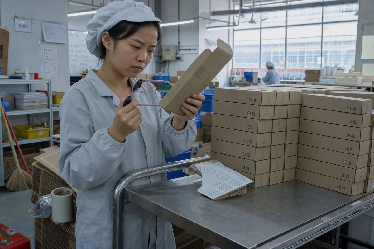 Checking packaging markings and certification marks to spot gray-market children's eyewear (ID#3)