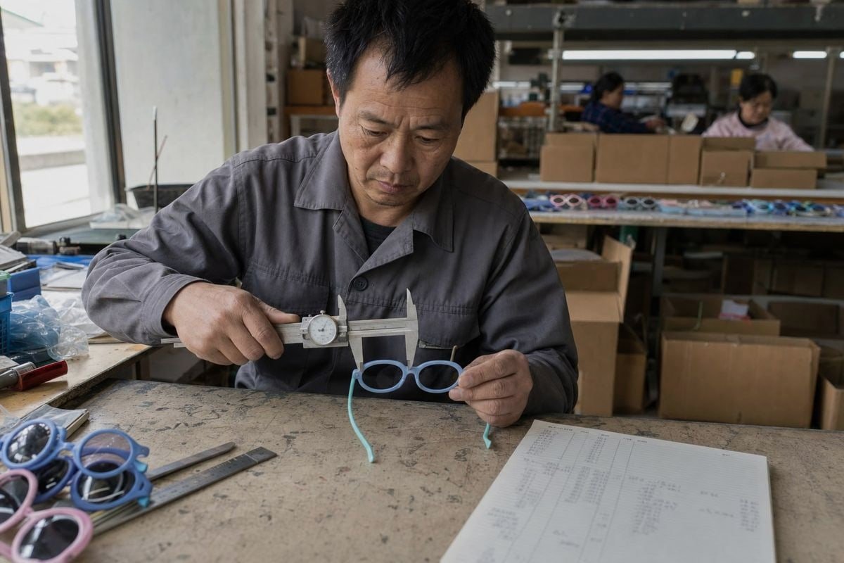 Measuring frame width, temple length, and bridge fit for accurate sizing (ID#3)