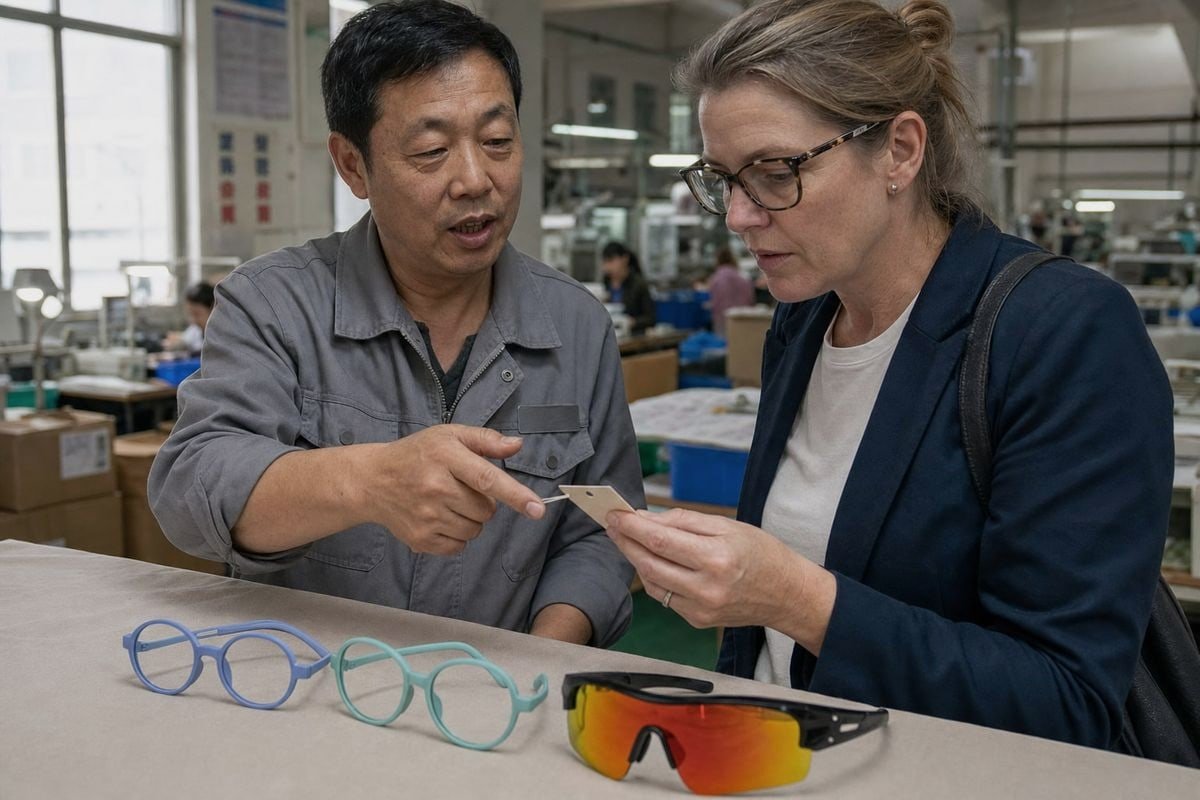 Required Label Information Compliant label showing UV protection, lens category, and CPSIA tracking information (ID#4)