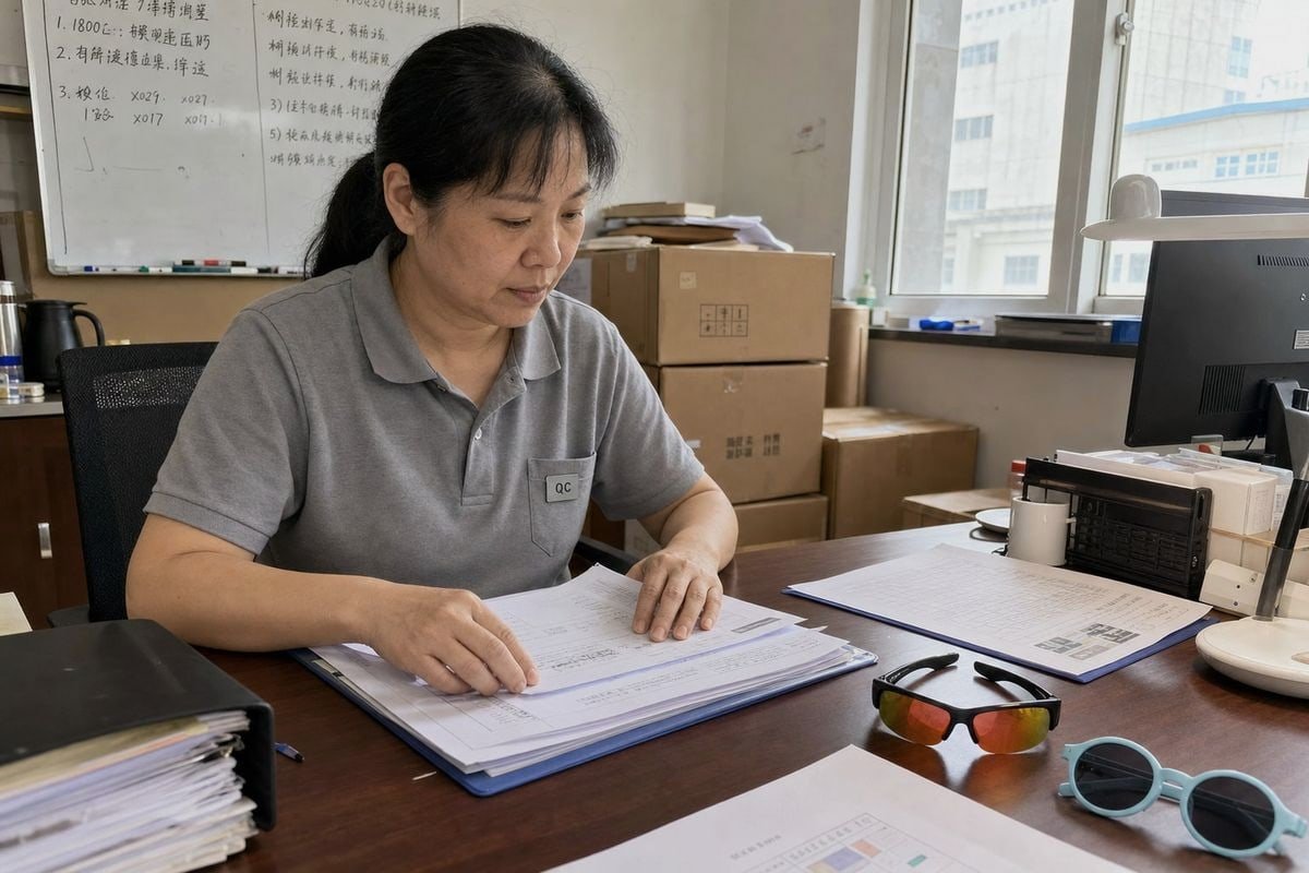 Technical documentation checklist for kids' sunglasses supplier staff training (ID#1)