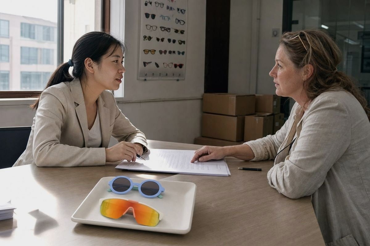 Discontinuation Notice Clause Supplier agreement clause requiring written notice before discontinuing sunglasses styles (ID#2)